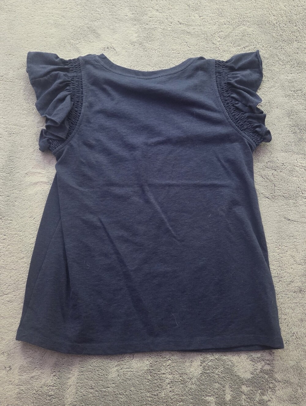 🔷️ LOFT Navy Ruffle Sleeve Tee Size Medium - Picture 4 of 4